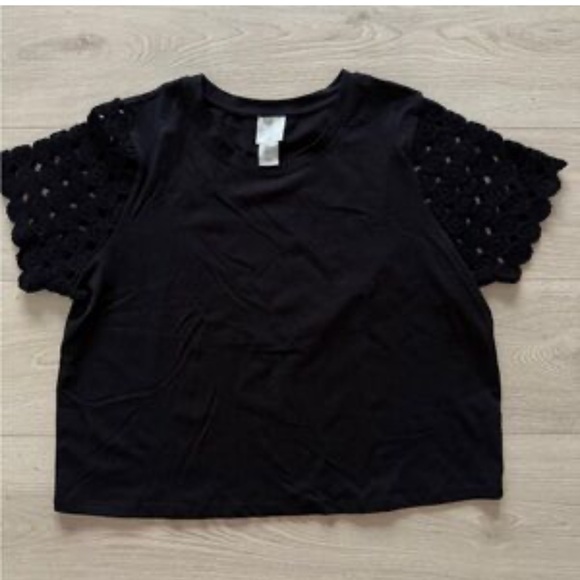 Black Crochet Sleeve Women's Top Joie large - Picture 5 of 11